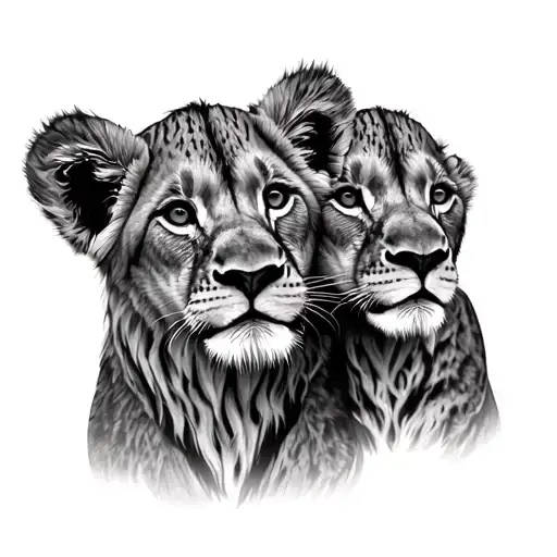 2 Lion Cubs tattoo design idea