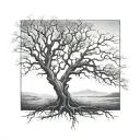 leafless tree in a shaded square tattoo design idea