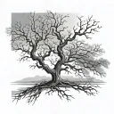 leafless tree in a shaded square tattoo design idea