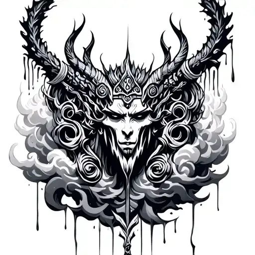 vajra rain thunder cloud tattoo design idea
