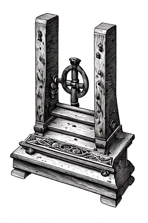 Aged, well used guillotine. tattoo design idea