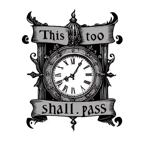 "This too shall pass…" simple roman clock surrounded tattoo design idea