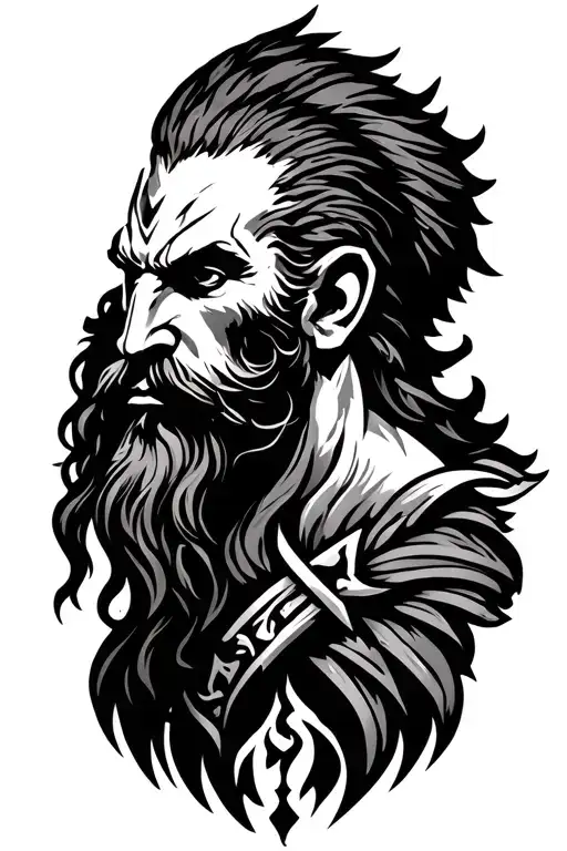 minimal god of war sign Nordic or greek tattoo design idea