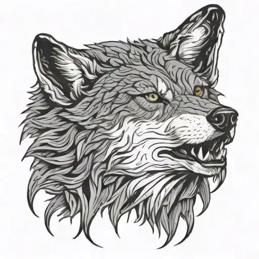 animal spirit of lone wolf howling tattoo design idea