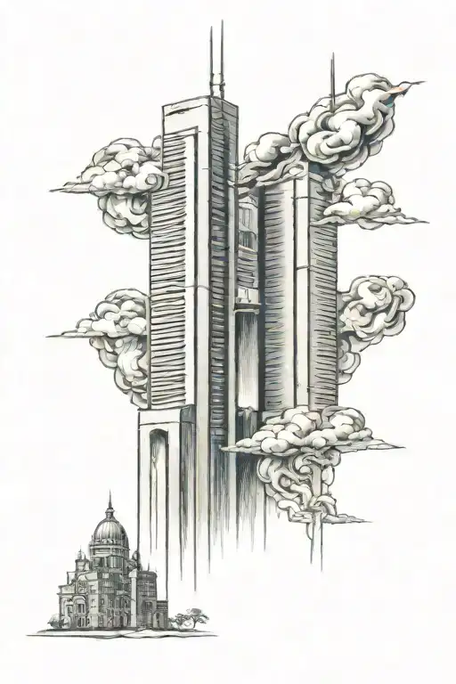 twin towers tattoo design idea
