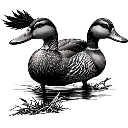 duck hunt scene sleeve tattoo design idea
