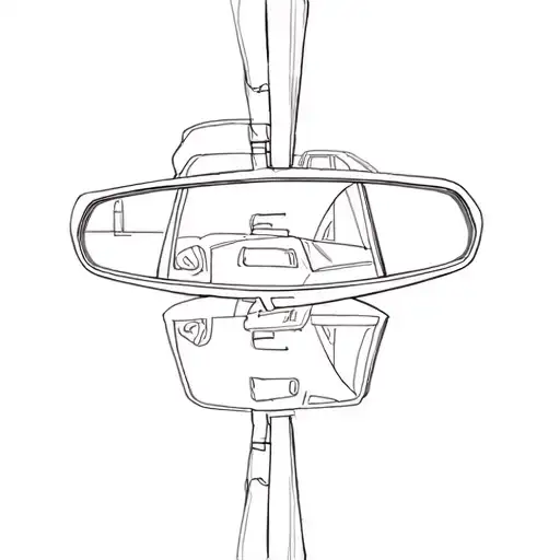 a car rear view mirror reflecting tattoo design idea