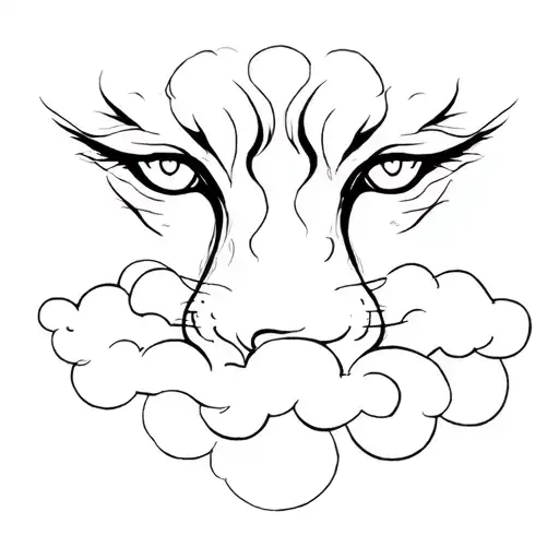 "The only and inimitable" Lion Eyes in Cloud tattoo design idea