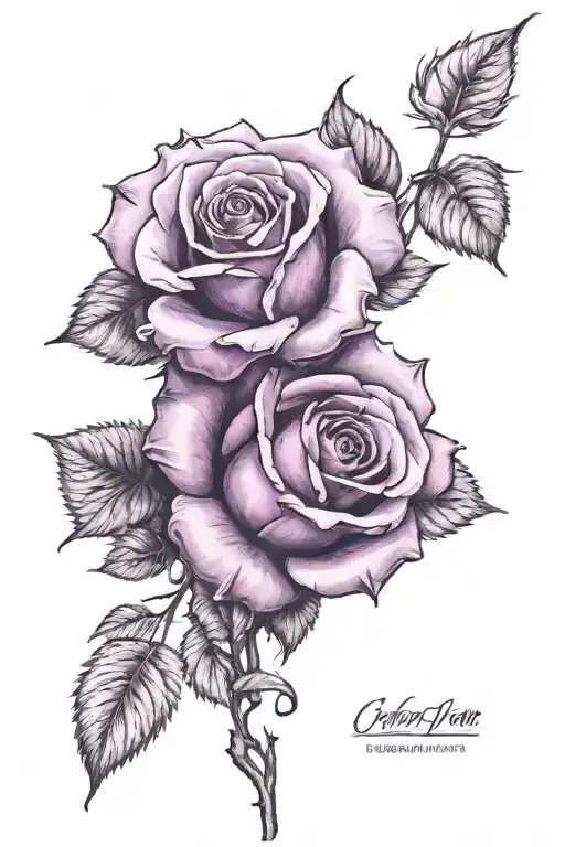 purple roses tattoo design idea