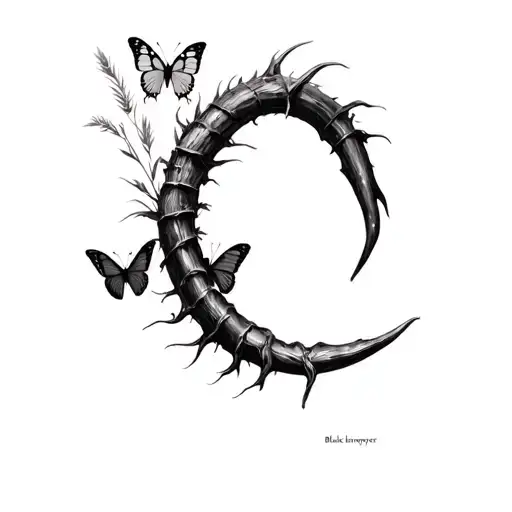 "Blake harper wynter" Butterflies and wild grass horn tattoo design idea