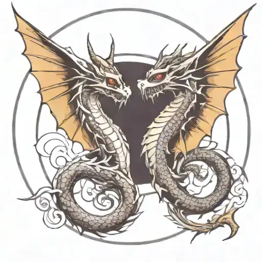 dragon two head tattoo design idea