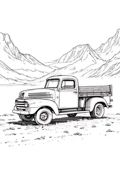 punchy western truck tattoo design idea