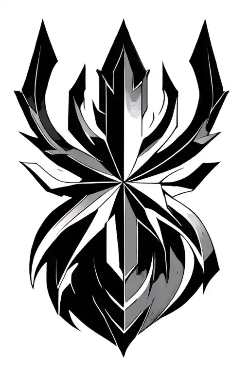 Blackwork tattoo design, 8-pointed chaos star with spear-like arrow tips tattoo design idea