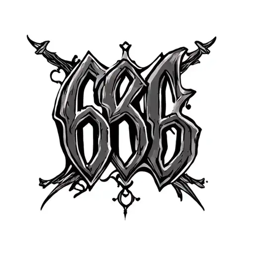 666 number on the background tattoo design idea