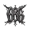 666 number on the background tattoo design idea