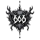666 number on the background tattoo design idea
