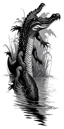 swamp with alligators tattoo design idea