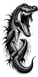 swamp with alligators tattoo design idea