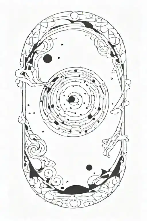 heaven opening her coat to reveal hidden galaxies tattoo design idea