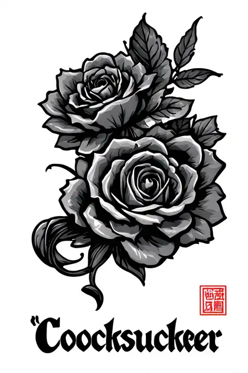 "Cocksucker" chines handwriting tattoo design idea