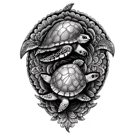 mandala with two sea turtles  tattoo design idea
