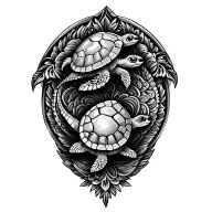mandala with two sea turtles  tattoo design idea