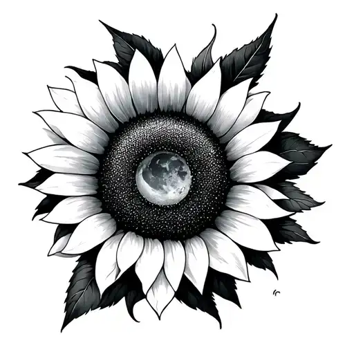 Sun And Moon sunflower tattoo design idea