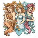 Gemini, Virgo and Aquarius zodiac sign tattoo design idea