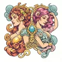 Gemini, Virgo and Aquarius zodiac sign tattoo design idea