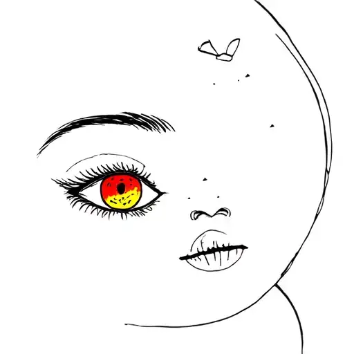 I have 1 red eye and 1 yellow eye,1 from alcohol,1 from lack of sleep,from lack of love,I have a music box & a love song tattoo design idea