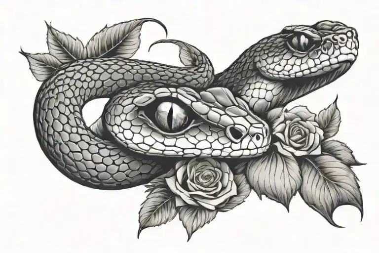 rose snake eye tattoo design idea