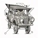 mr bean with the car, tom and jerry cartoon character tattoo design idea