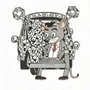 mr bean with the car, tom and jerry cartoon character tattoo design idea