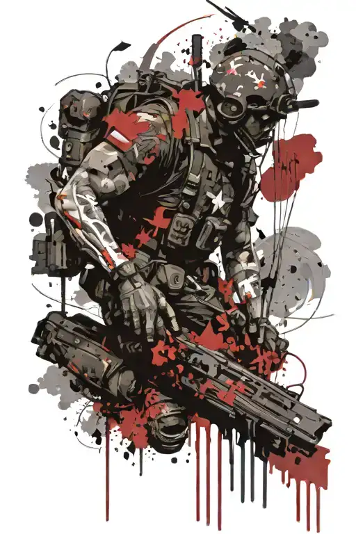 fallen soldier memorial tattoo design idea