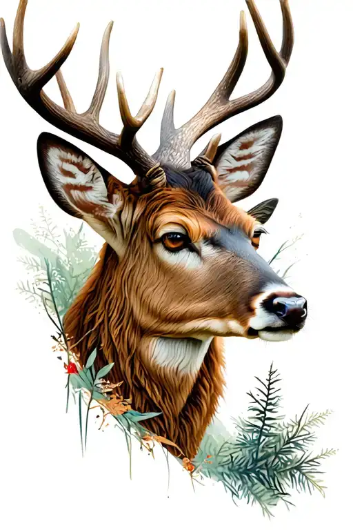 Deer with antlers tattoo design idea