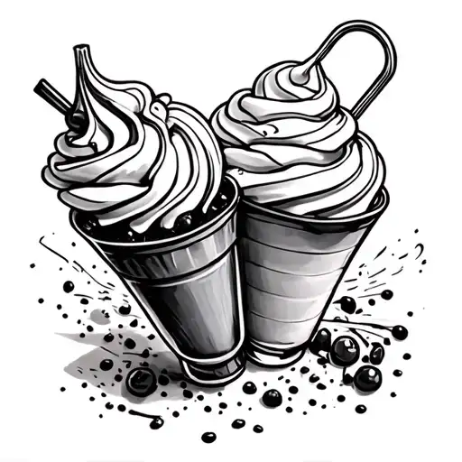 ice cream sundae, music, sex, flirt tattoo design idea