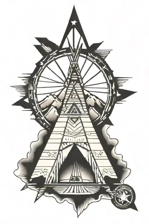 teepee, wild west tattoo design idea