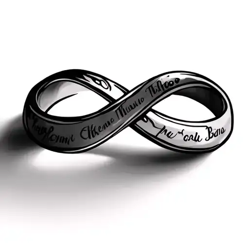 Infinity band with names written tattoo design idea