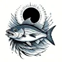 mackerel wearing a halo tattoo design idea