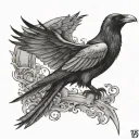 the letters v g making a raven flying tattoo design idea