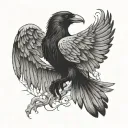 the letters v g making a raven flying tattoo design idea