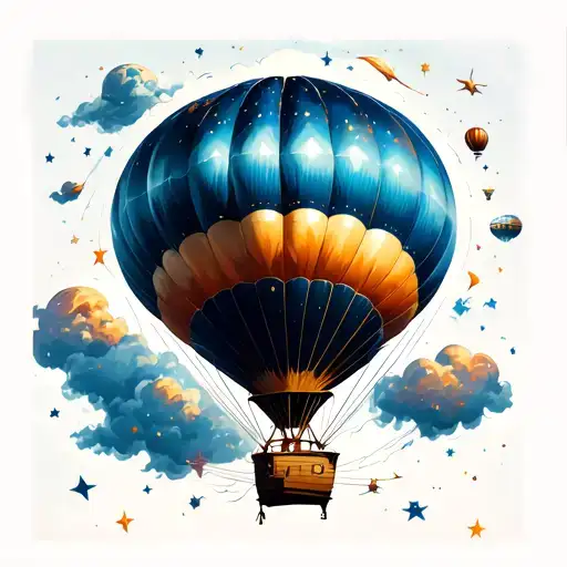 hot air balloon in space tattoo design idea