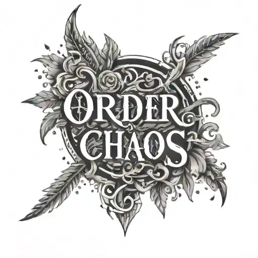 Text that says "ORDER & CHAOS" tattoo design idea