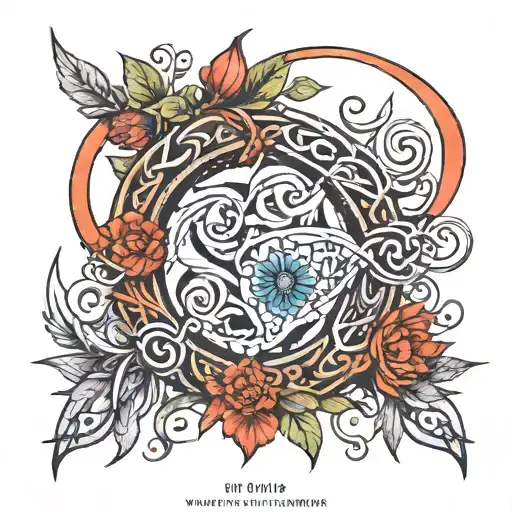 an open infinity loop with gemotric sharp nature in viking or enzo style  tattoo design idea