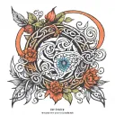 an open infinity loop with gemotric sharp nature in viking or enzo style  tattoo design idea