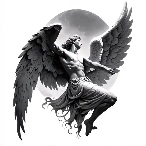 Icarus falling angel tattoo design idea