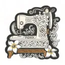 sewing machine hawaii  wave plumeria cushions chair tattoo design idea