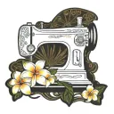 sewing machine hawaii  wave plumeria cushions chair tattoo design idea