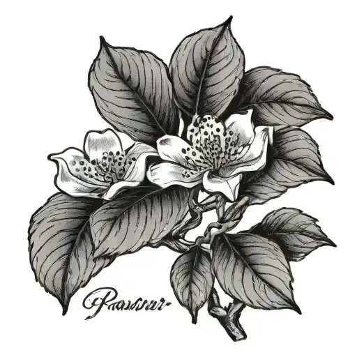 dogwood tree branch with "pawpaw" and date tattoo design idea