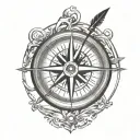 compass with arrow tattoo design idea
